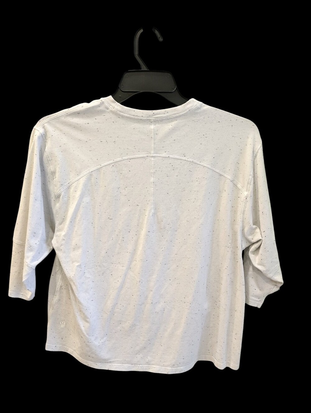 Lululemon LA Relaxed 3/4 Sleeve Crew Neck Top 10 White Confetti Pima Cotton - Picture 4 of 6